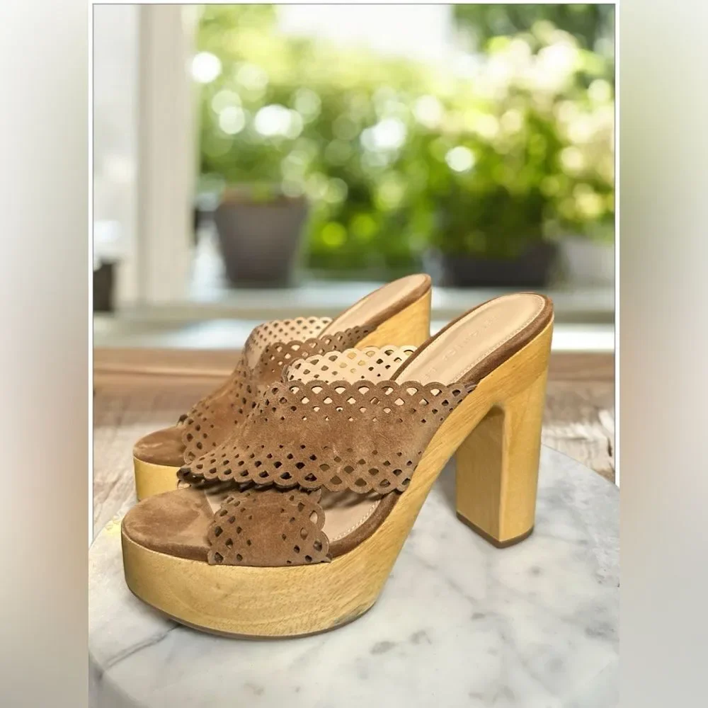 Veronica Beard Brown Suede Platform Mules